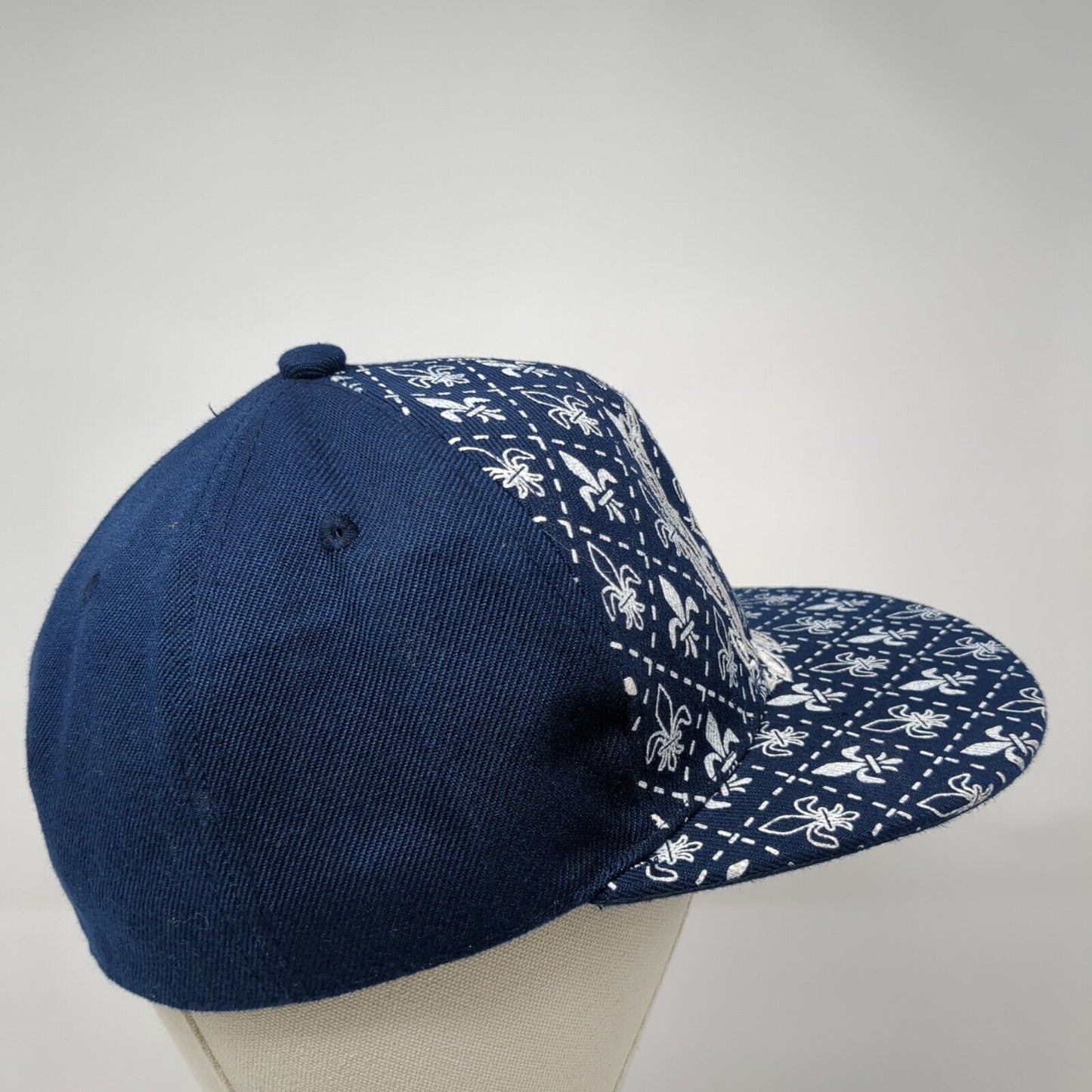 Skips Fitted Hat Blue Large Embroidered Glitter Rhinestone 6 Panel Acrylic