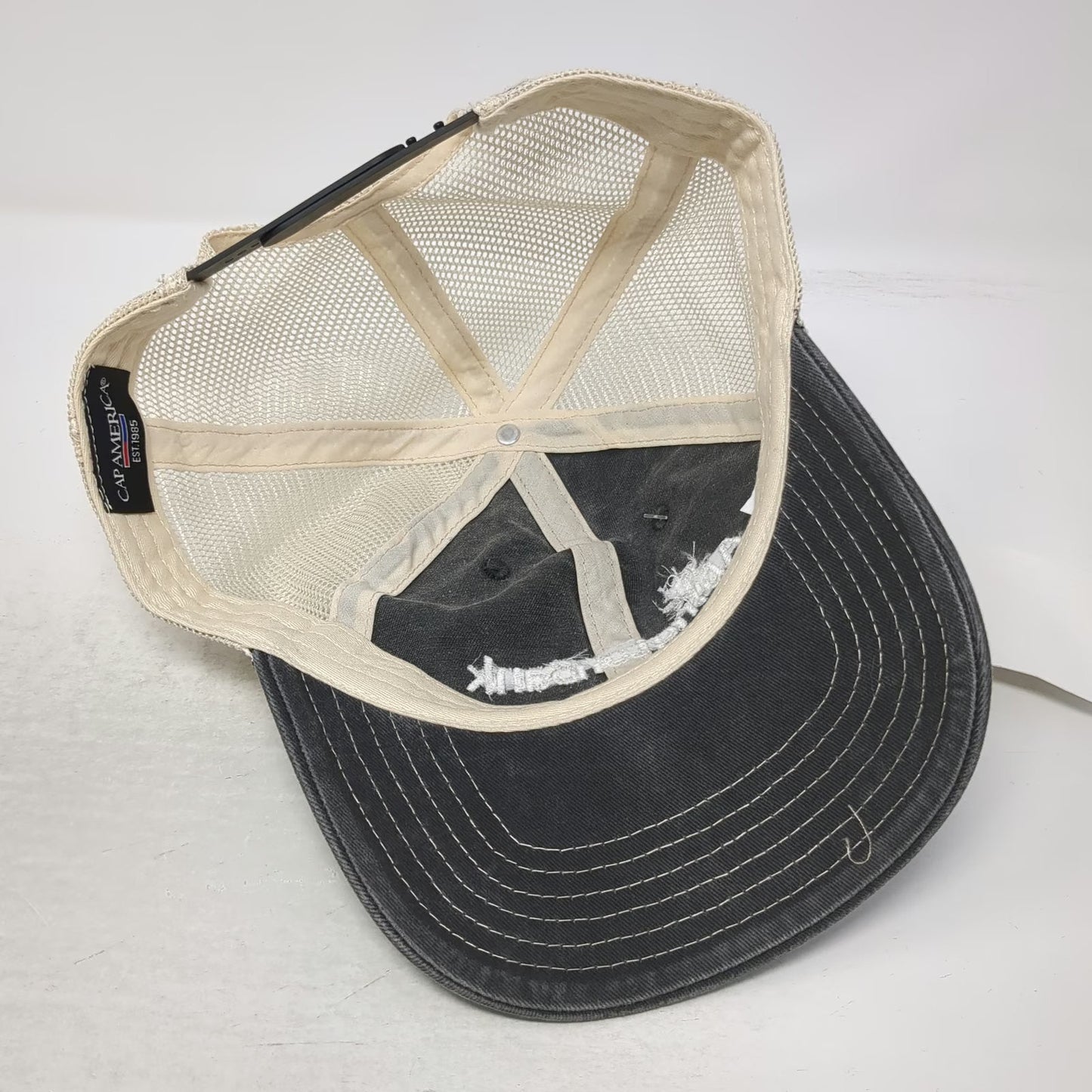 Cap America Trucker Hat Gray One Size Abington Bank Mesh Snapback Distressed