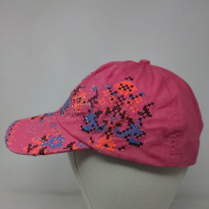 Unbranded Women's Slideback Hat Pink Bling Shiny Geometric Pattern 100% Cotton