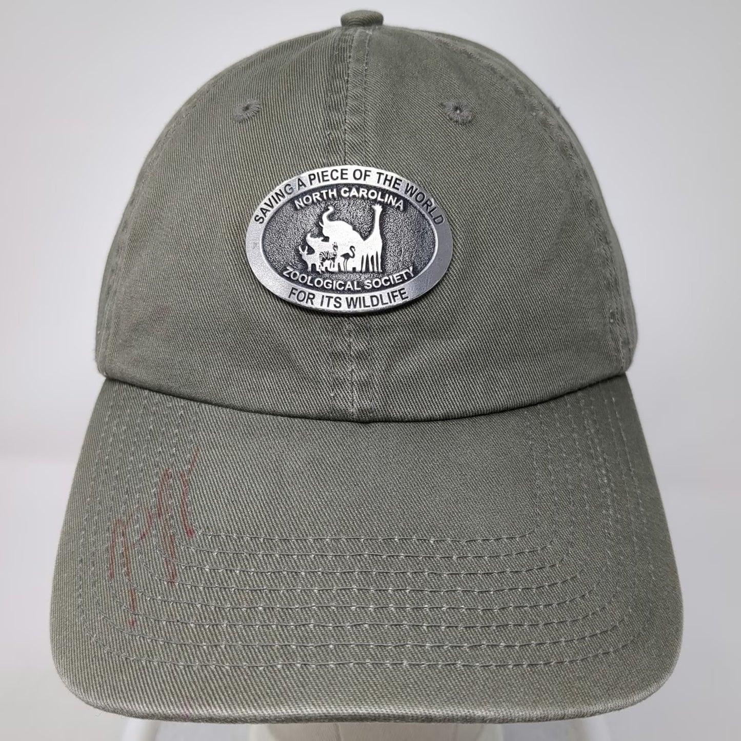 J Hats NC Zoological Society Metal Medallion Green Baseball Cap One Size Hat