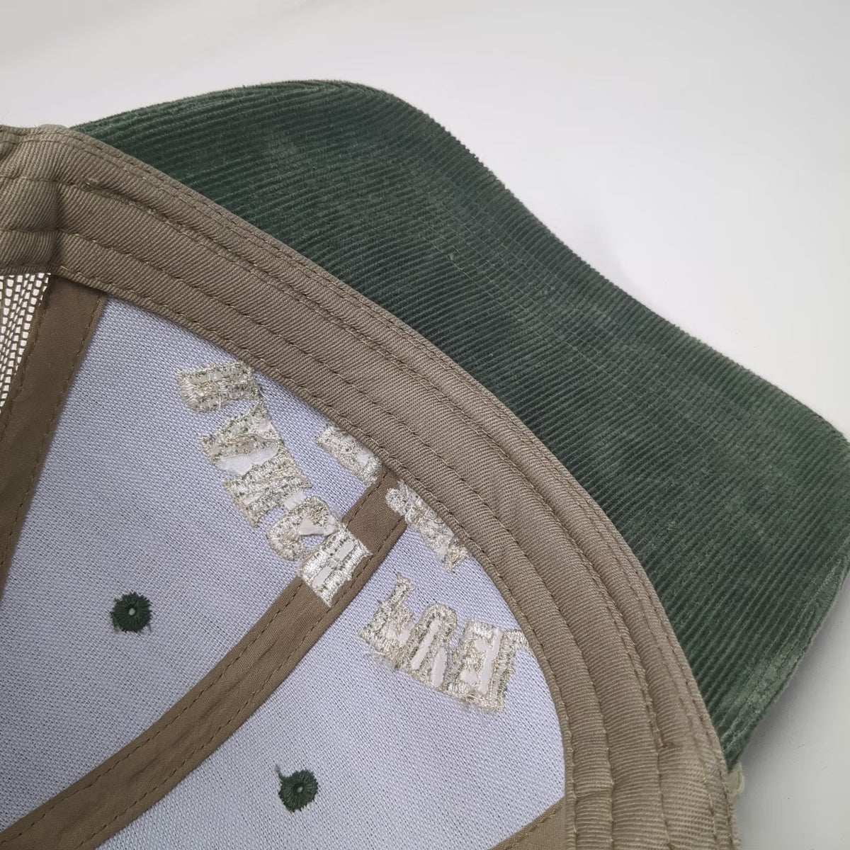 Outdoor Cap Trucker Hat Green Beige One Size Corduroy Mesh Rope Ranch Fuel