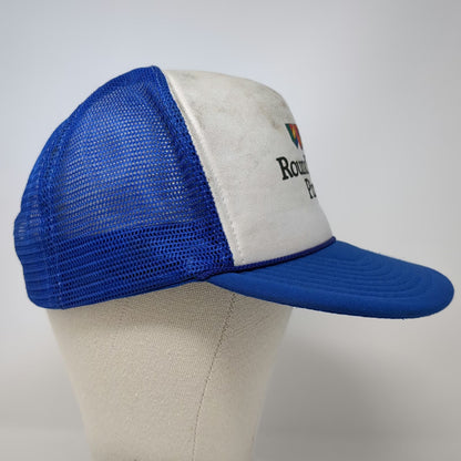 Otto Trucker Hat Blue White One Size Mesh Back Snapback Round Table Pizza Logo