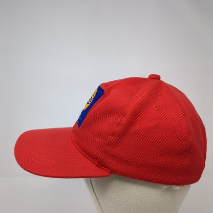Unbranded Strapback Hat Red One Size Adjustable Embroidered Logo Solid