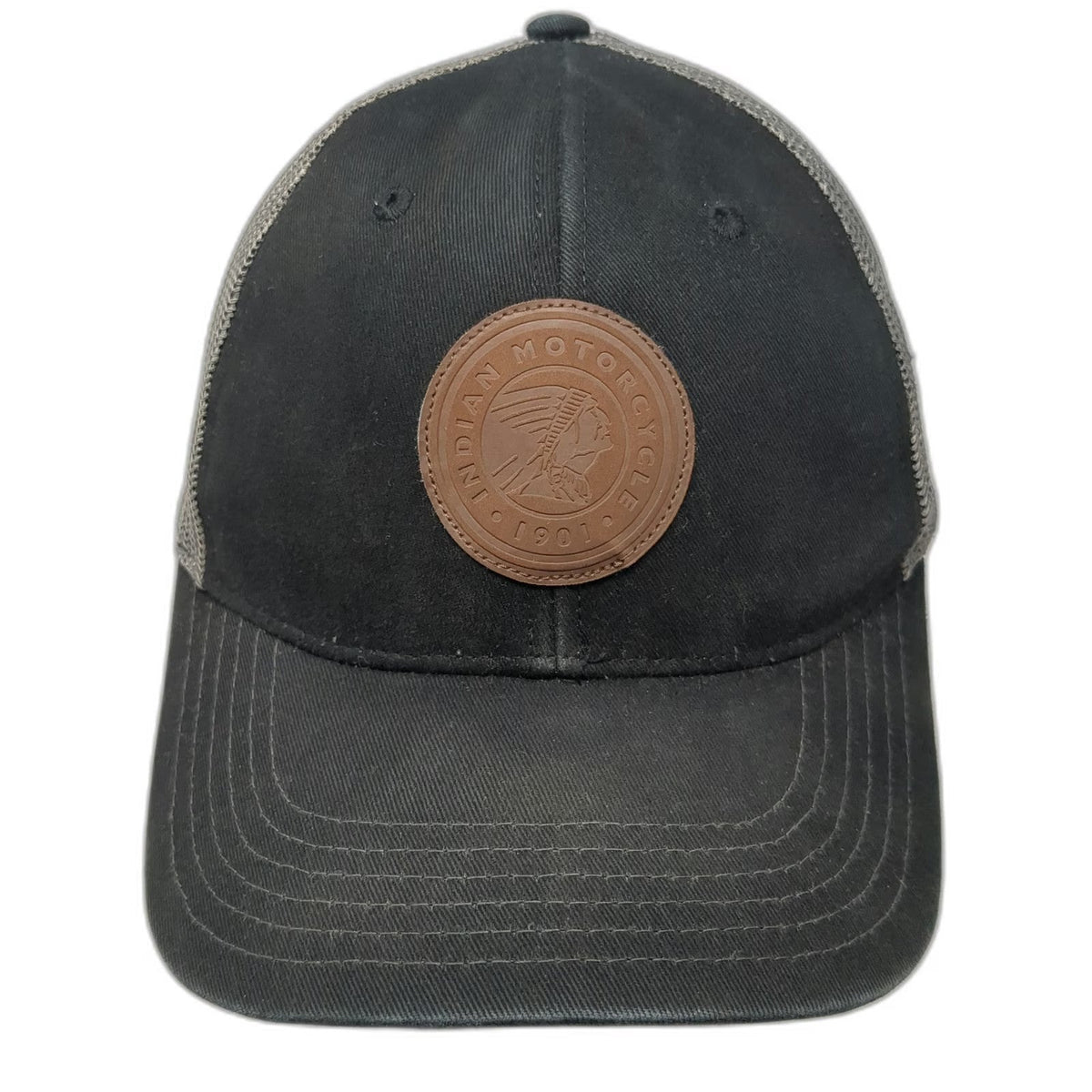 Indian Motorcycle Trucker Hat Black One Size Mesh Back Patch Snapback 1901 Moto