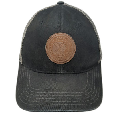 Indian Motorcycle Trucker Hat Black One Size Mesh Back Patch Snapback 1901 Moto