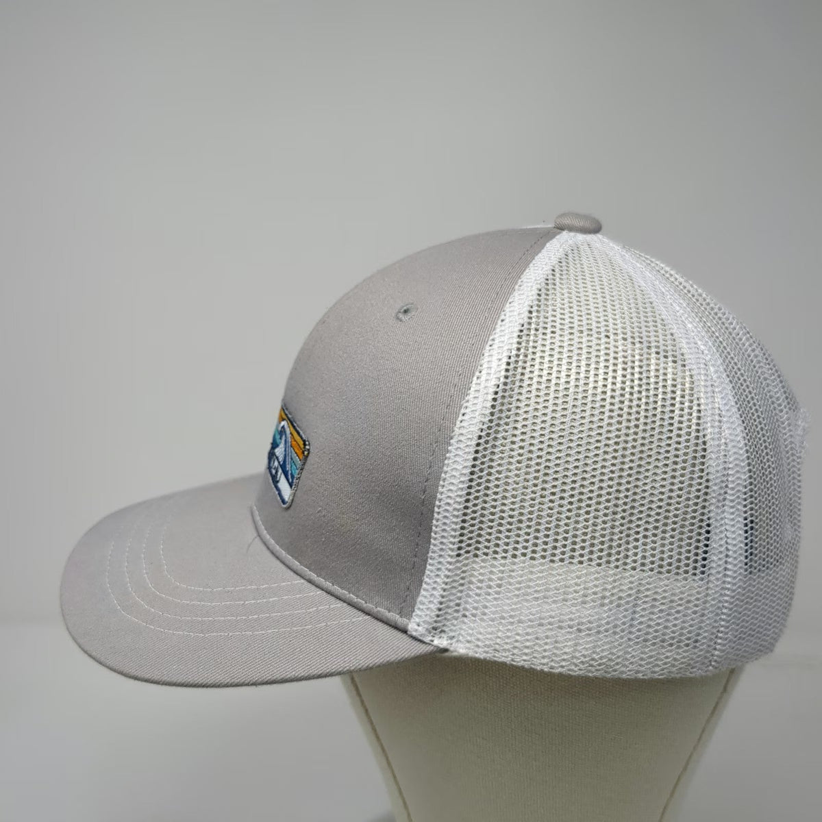 Triangle Trucker Hat Gray One Size Ocean City NJ Wave Patch Mesh Snapback Hat