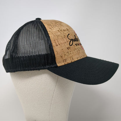 Otto Trucker Hat Black One Size Cork Front Mesh Snake River Wine Tours Logo