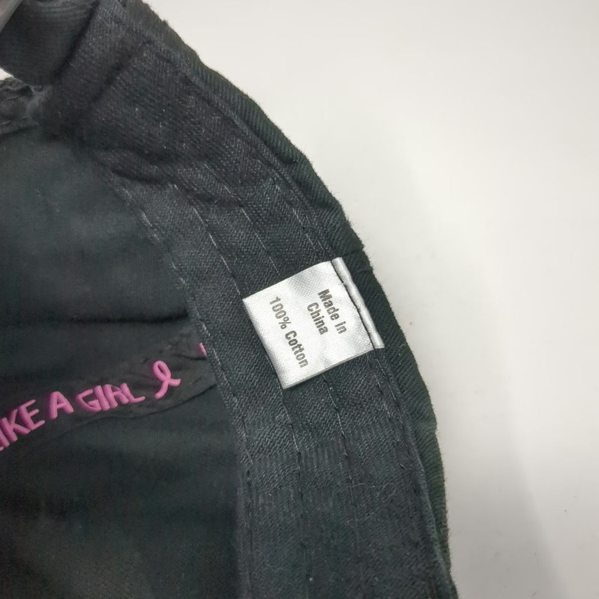 Fight Like a Girl Baseball Cap Black One Size Pink Ribbon Studded Slideback Hat