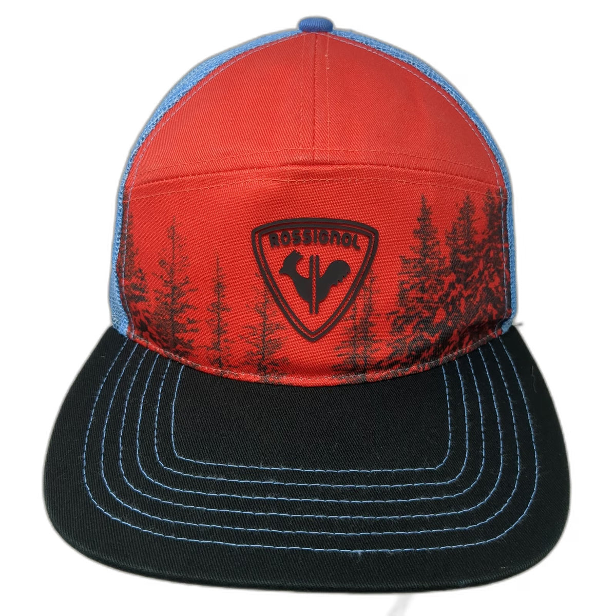 Rossignol Trucker Hat Red One Size Pine Forest Graphic Snapback Flat Brim Ski