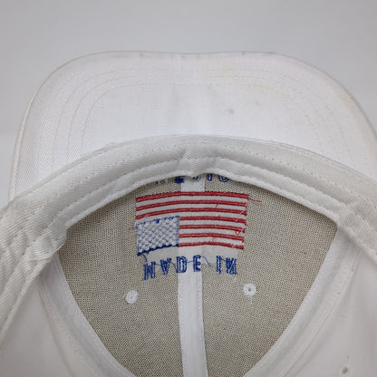 Made In America Strapback Baseball Cap White OS Adjustable Patriotic Unionwear