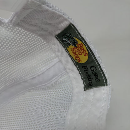 Bass Pro Shops Snapback Trucker Hat White OSFM Adjustable Mesh Back Gone Fishing