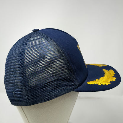 AHS Trucker Hat Blue Yellow 7 5/8 Snapback Harrah's Lodge Middle Fork Oak Leaves