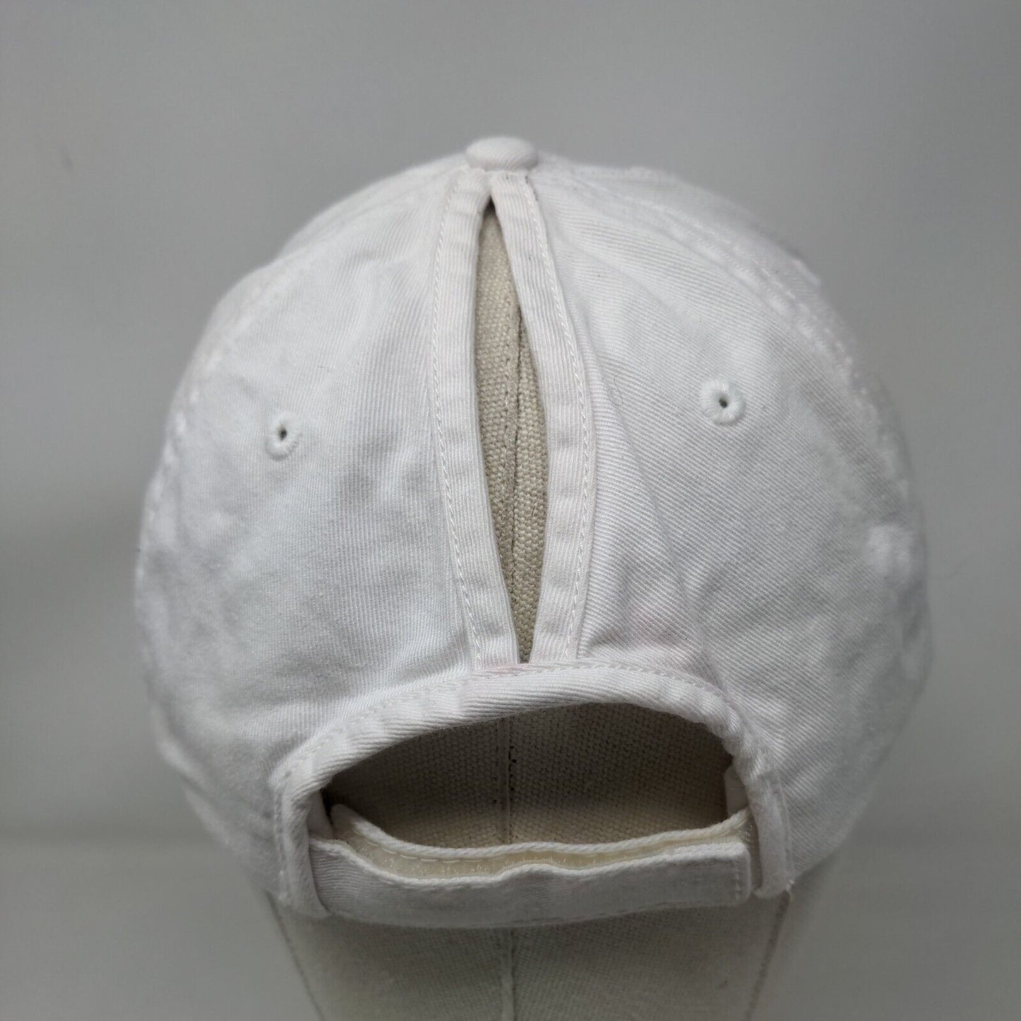 KB Ethos Strapback Hat Ponytail Caps White One Size Adjustable Distressed Blank