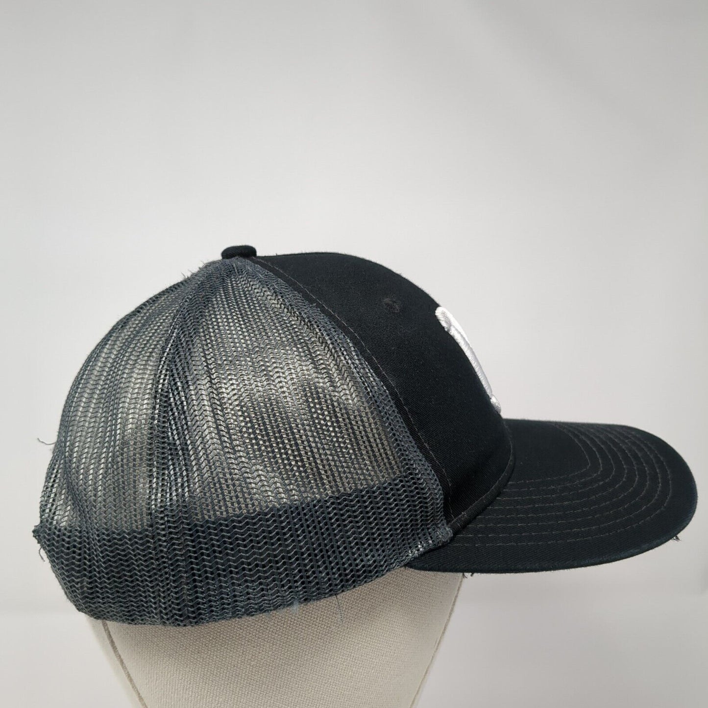 Letter N Snapback Mesh Back Trucker Hat Black One Size Embroidered