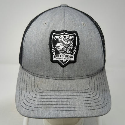 Richardson Trucker Hat Gray Black One Size Bulls Head Public House Snapback