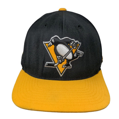 Pittsburgh Penguins Snapback Hat Black Yellow Mitchell & Ness NHL Embroidered