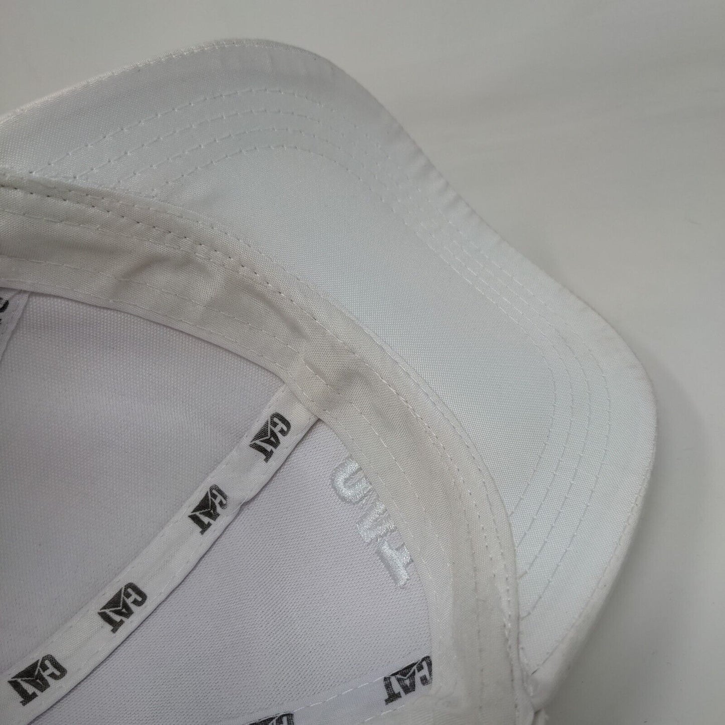 CAT Slideback Hat White OS Adjustable Embroidered Logo Vented Holes 6 Panel