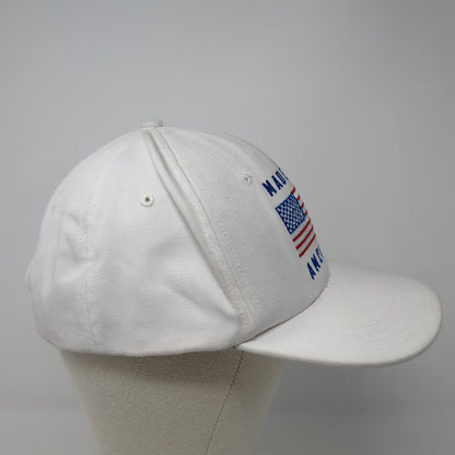 Made In America Strapback Baseball Cap White OS Adjustable Patriotic Unionwear