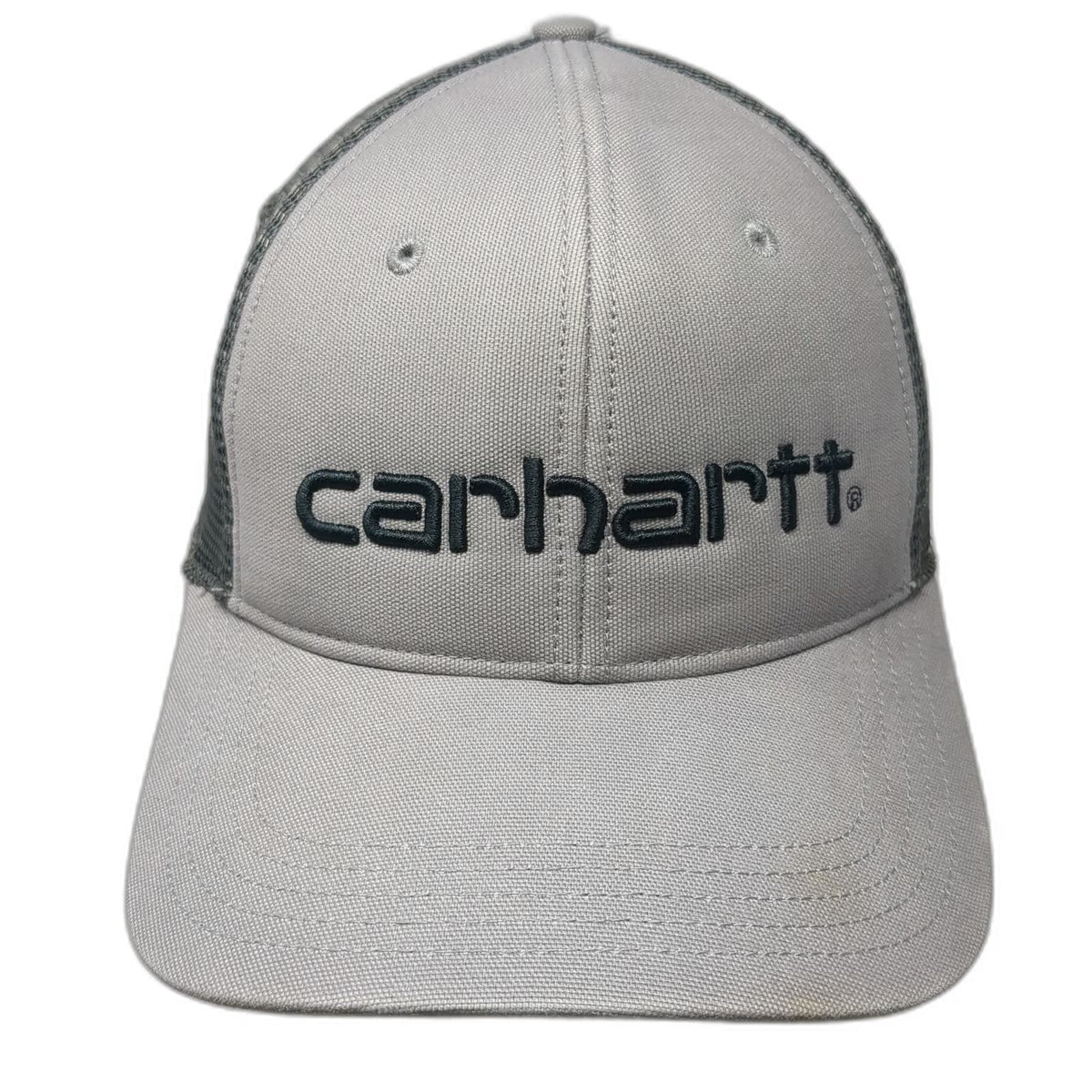Carhartt Trucker Hat Gray One Size Mesh Back Snapback Embroidered Logo Workwear
