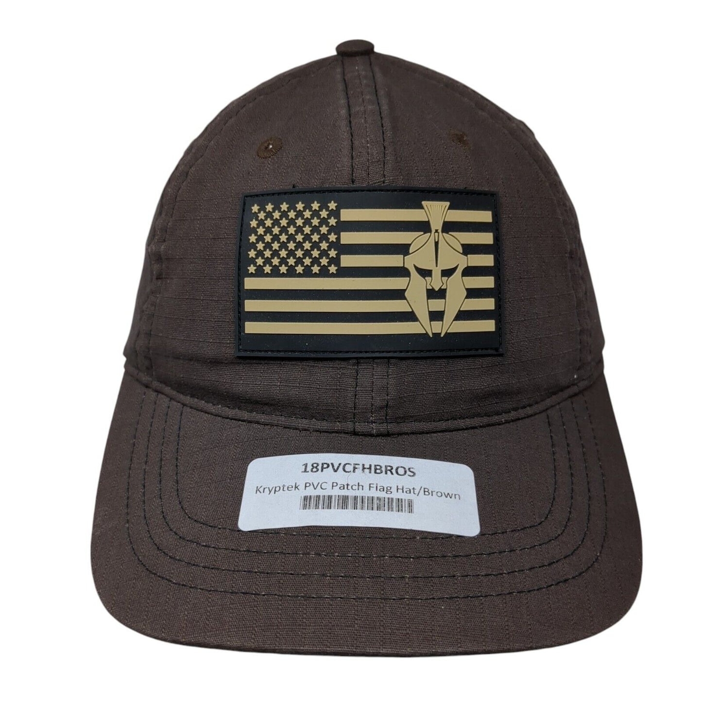 Kryptek PVC Patch Flag Strapback Hat Brown OS Adjustable Embroidered Patriotic