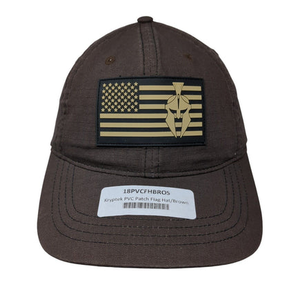 Kryptek PVC Patch Flag Strapback Hat Brown OS Adjustable Embroidered Patriotic