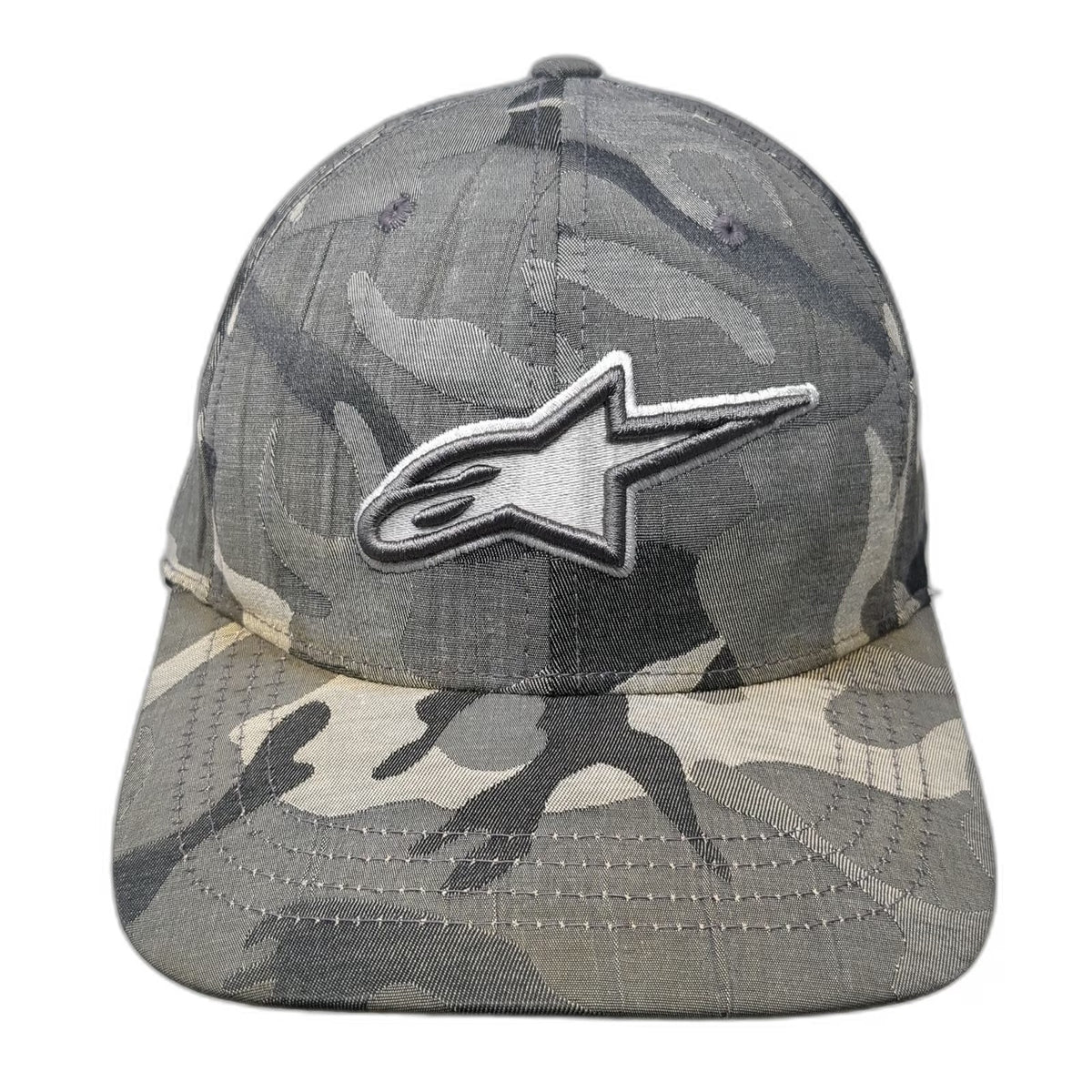 Alpinestars Baseball Cap Gray Camo XL Fitted Flexfit Hat Logo A-Star Graphic