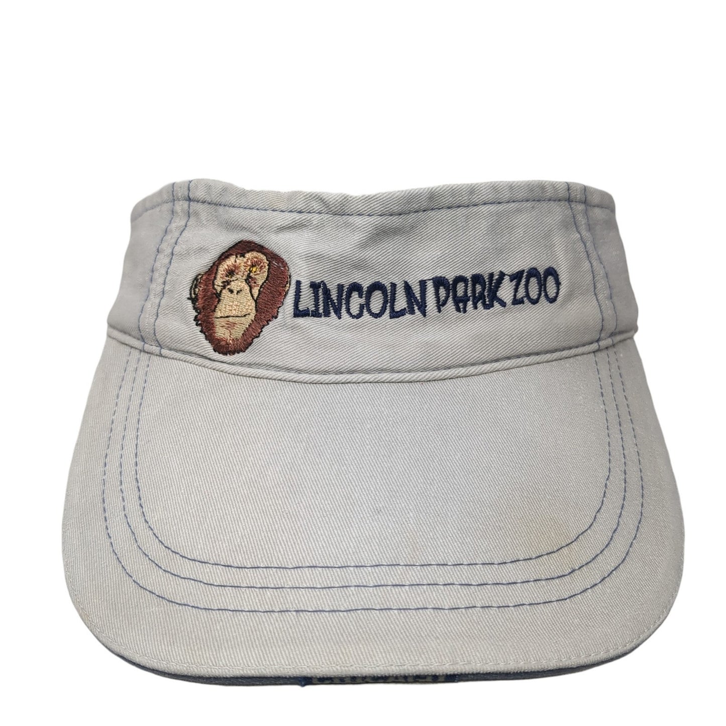 Lincoln Park Zoo Sun Visor Hat Gray One Size Adjustable Strap Embroidered Jhats