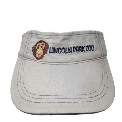 Lincoln Park Zoo Sun Visor Hat Gray One Size Adjustable Strap Embroidered Jhats
