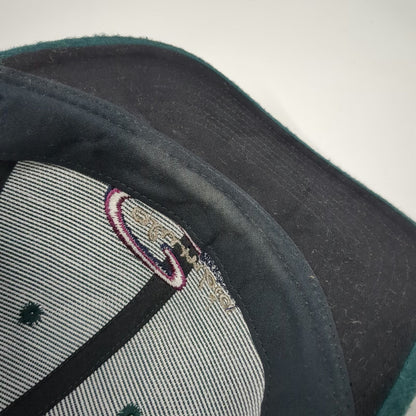 Columbia Baseball Cap Green One Size Wool Blend Leather Strapback Hat Logo
