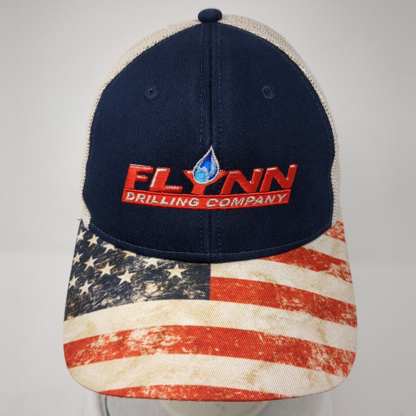 Flynn Drilling Company Snapback Trucker Hat Multi OS Adjustable Patriotic Mesh