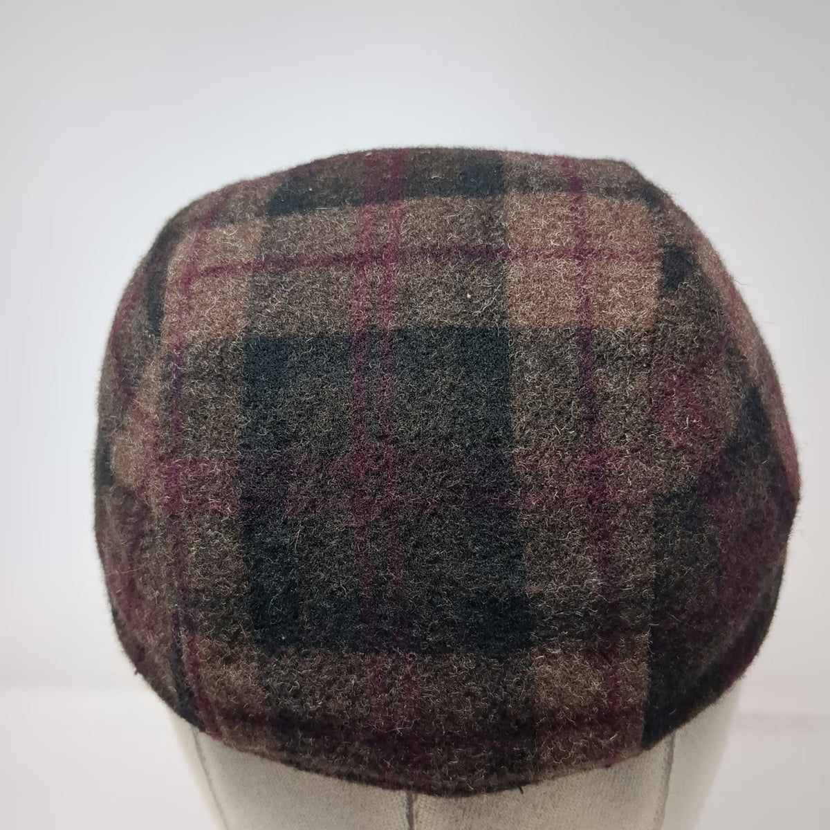 Banana Republic 5 Panel Brown S/M Fitted Plaid Wool Sherpa Lined Hat