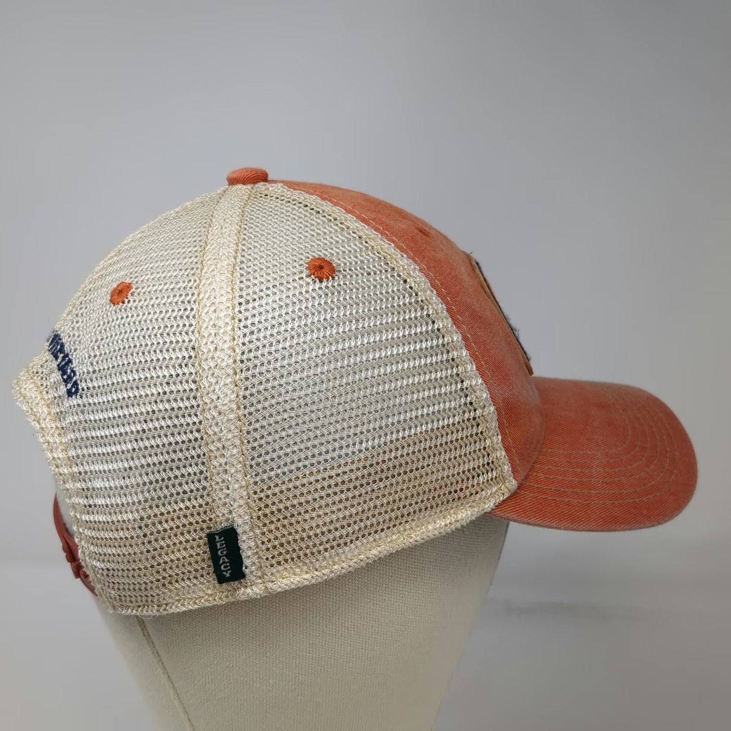 Legacy Trucker Hat Orange One Size Martha's Vineyard Backwater Trading Co Mesh