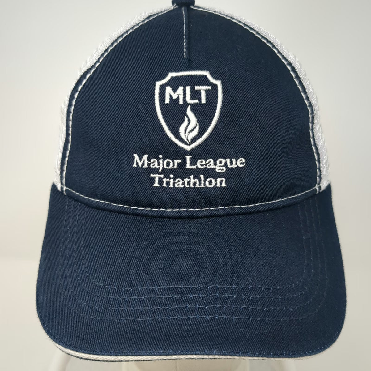 Major League Triathlon Baseball Cap Blue One Size Mesh Back Slideback Shield Hat