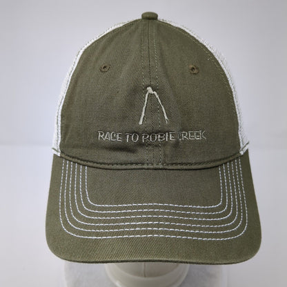 Race To Robie Creek Strapback Mesh Back Trucker Hat Green OSFA District