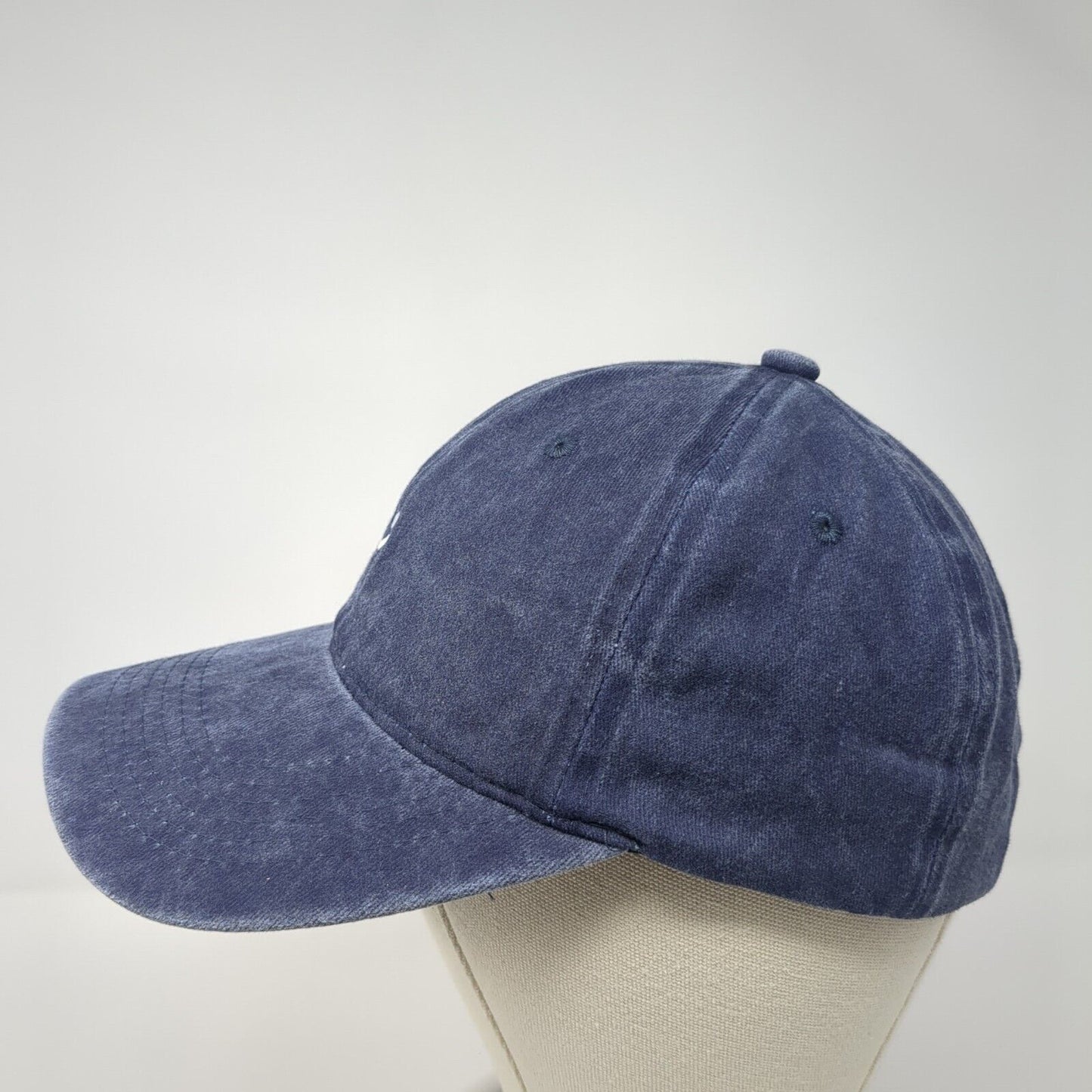 Smiley Slideback Hat Blue One Size Adjustable Solid Embroidered 6 Panel