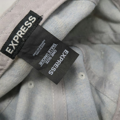 Express Baseball Cap Blue OSFM Distressed Denim Slideback Hat Plain Light Wash