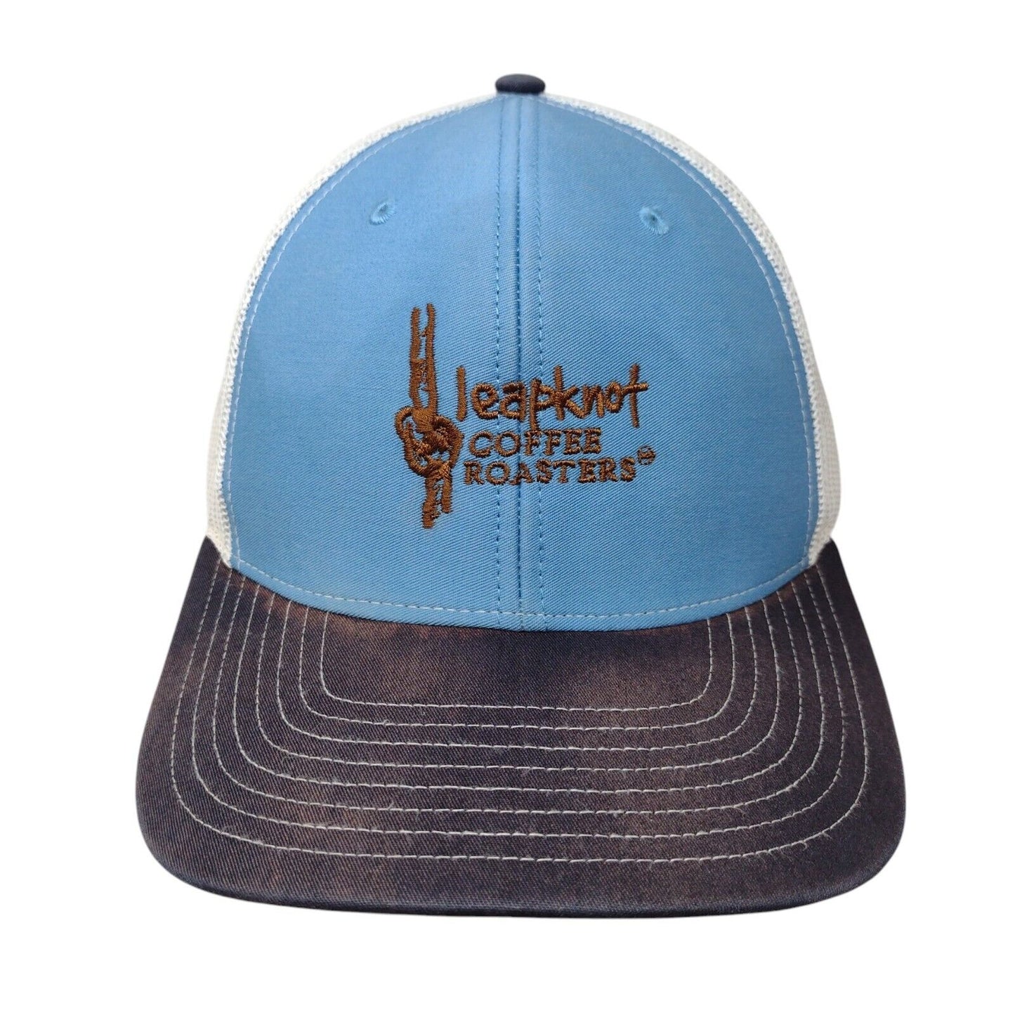 Leapknot Coffee Roasters Snapback Trucker Hat Blue One Size Mesh Back