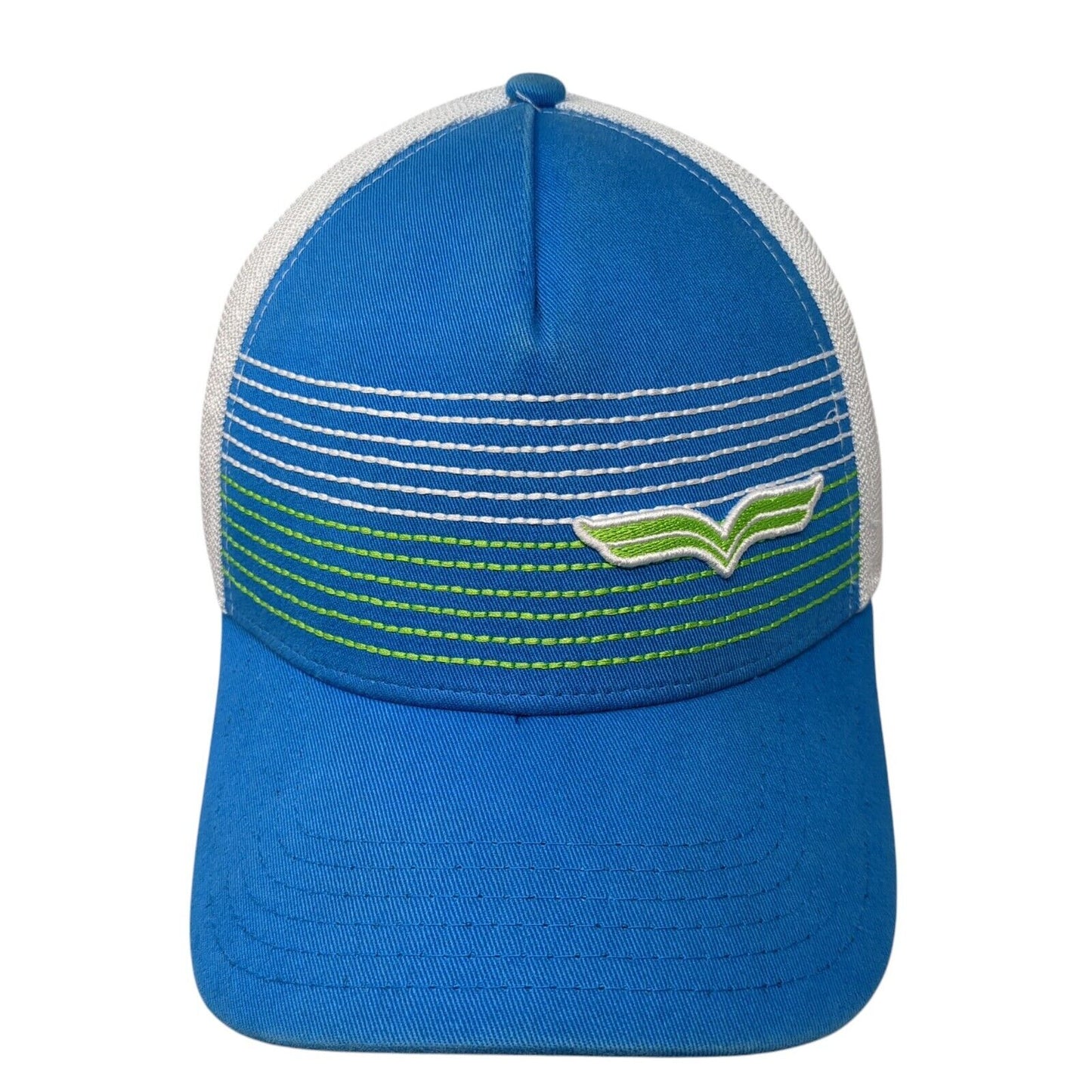 SpurWing The Club Fitted Mesh Back Trucker Hat Blue L/XL A-Flex Pukka