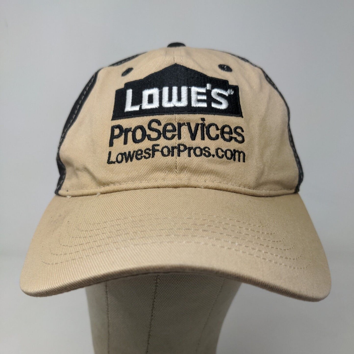 Lowe's Men's Strapback Hat Tan Black Embroidered Pro Services Logo