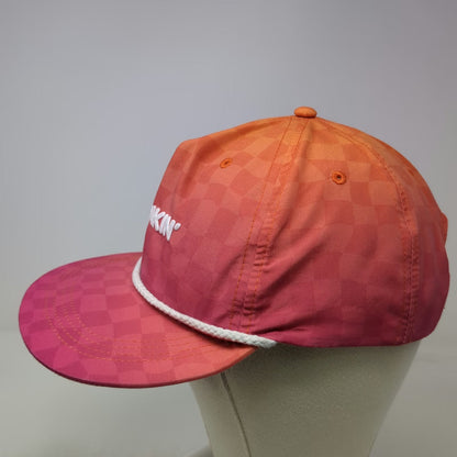 Dunkin' 5 Panel Orange Hat One Size Rope Checkered Gradient Snapback Polyester