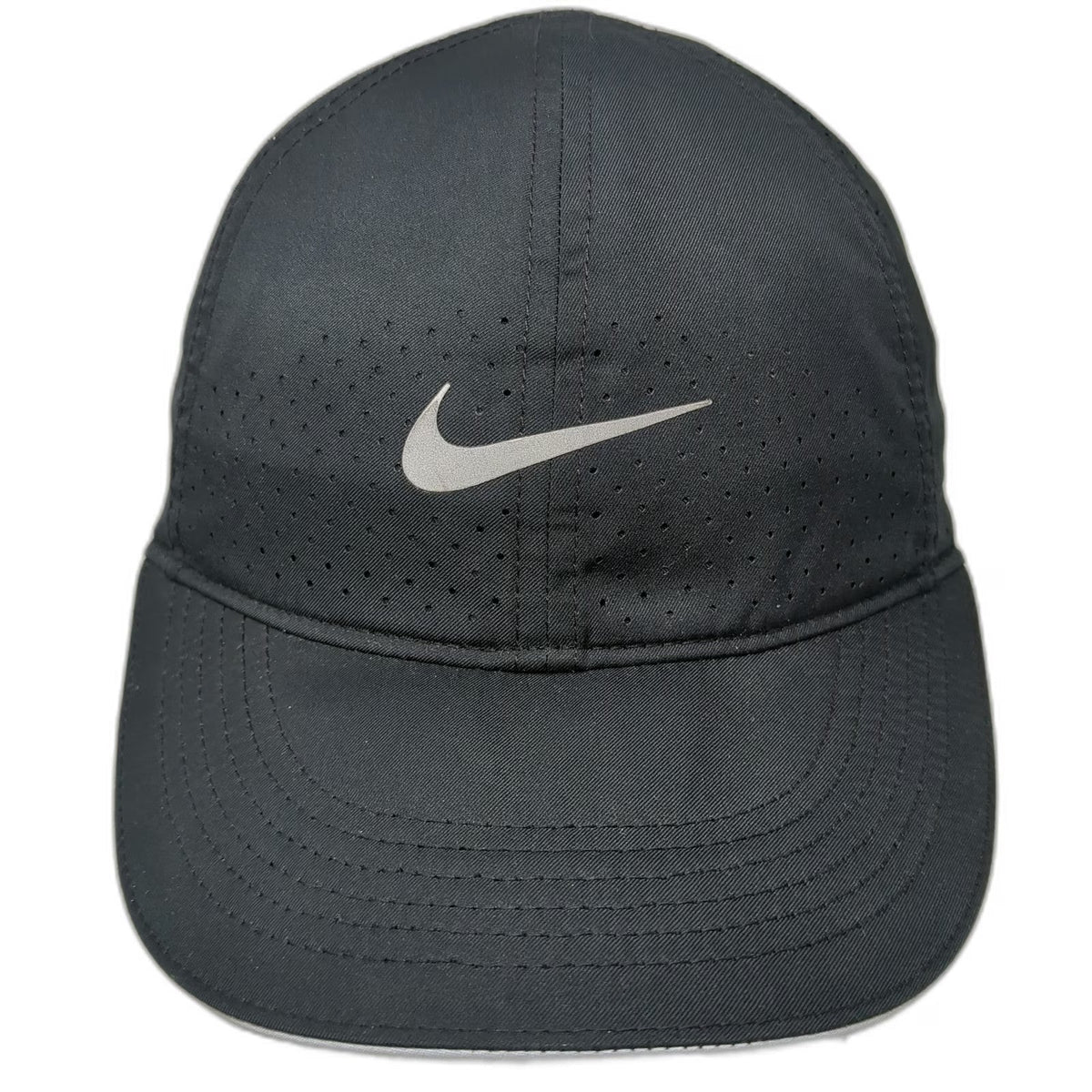 Nike Baseball Cap Black One Size Featherlight Dri-Fit Perforated Strapback Hat