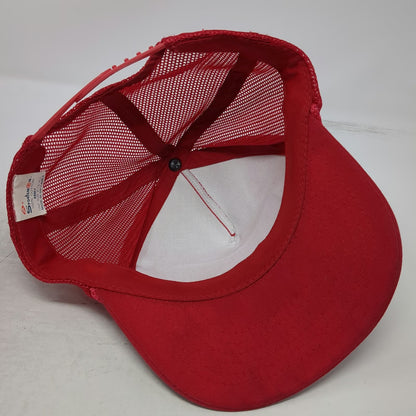 Sportsman Trucker Hat Red One Size Big Service Jensen Utah Mesh Snapback Graphic