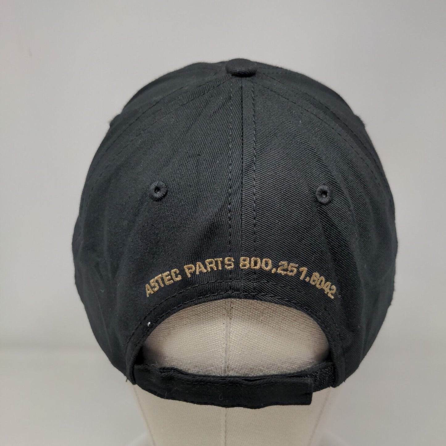 Astec Strapback Hat Black OSFA Adjustable Embroidered Camouflage Trim 6 Panel