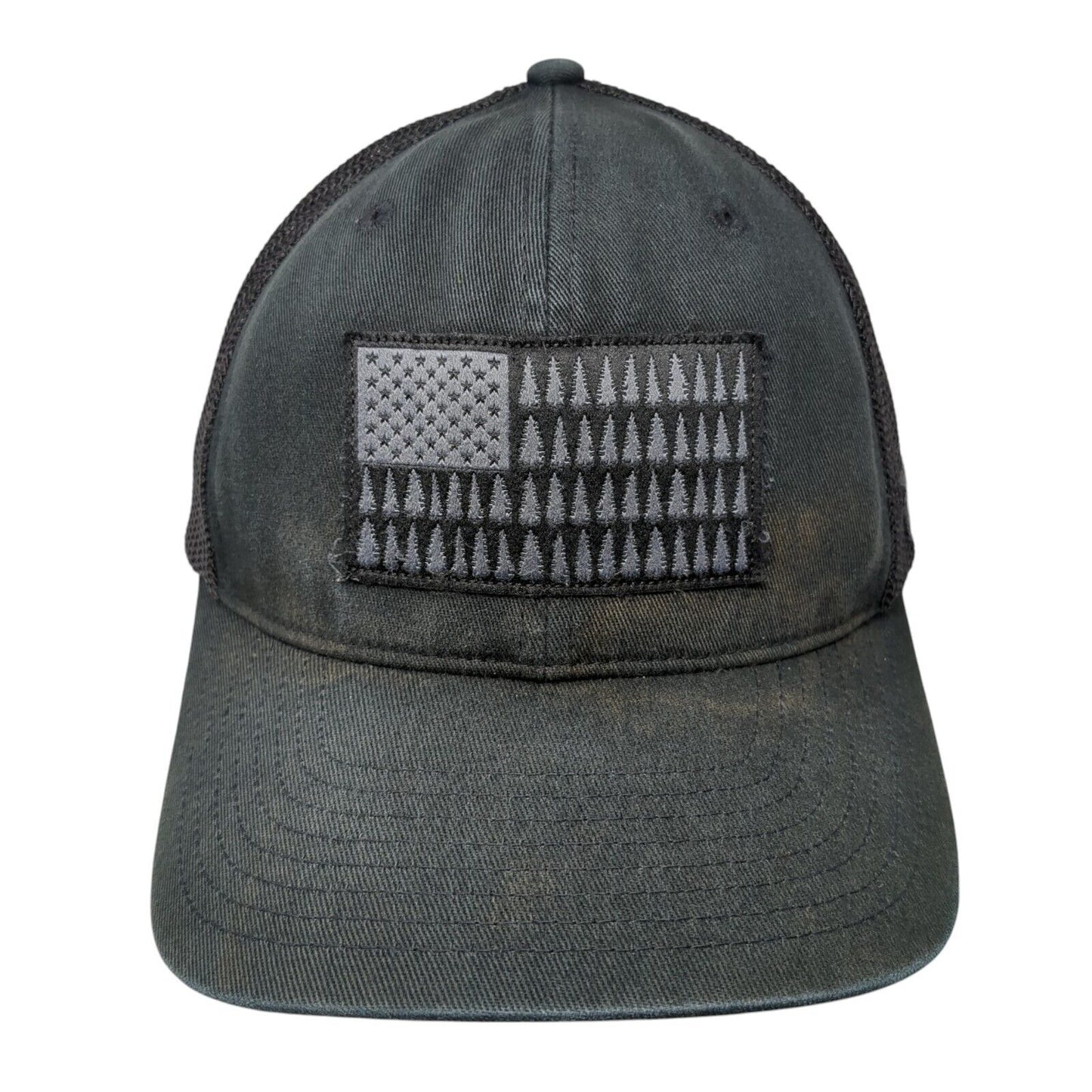 Pine Trees USA Flag Fitted Mesh Back Trucker Hat Black One Size Columbia