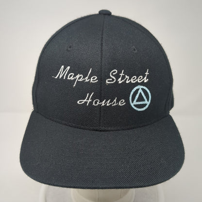 Maple Street House Snapback Hat Black One Size Adjustable Embroidered