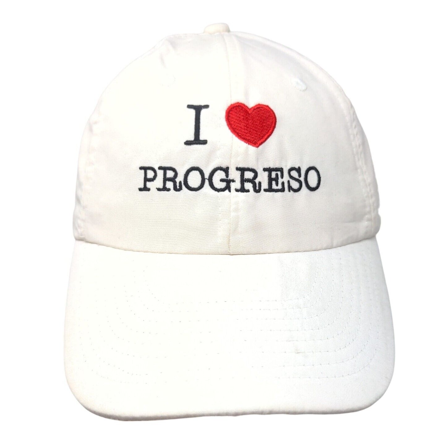 I Love Progreso Slideback Hat Cream One Size Adjustable Embroidered 6 Panel