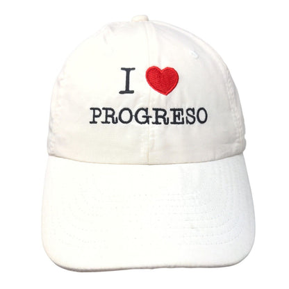 I Love Progreso Slideback Hat Cream One Size Adjustable Embroidered 6 Panel