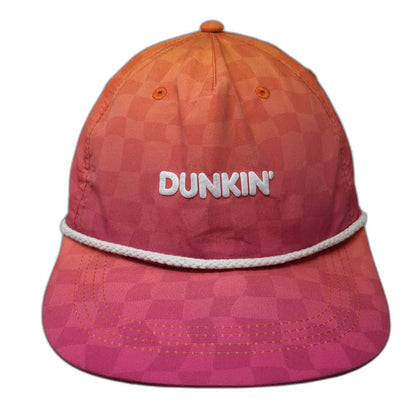 Dunkin' 5 Panel Orange Hat One Size Rope Checkered Gradient Snapback Polyester