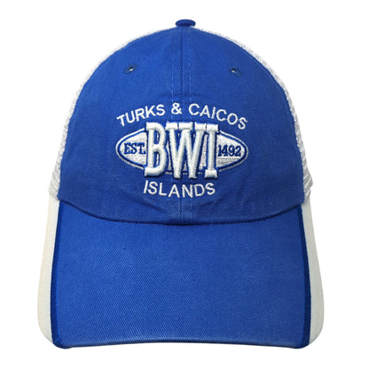 Trucks & Caicos BWI Islands Est. 1492 Trucker Hat Blue OS Adjustable Mesh Back