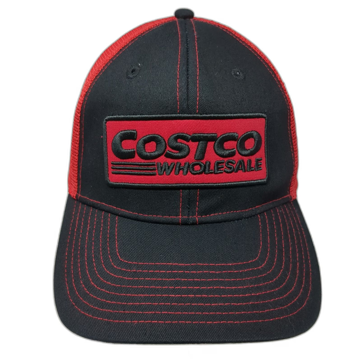 Bamko Costco Wholesale Trucker Hat Black Red One Size Mesh Snapback Stitch